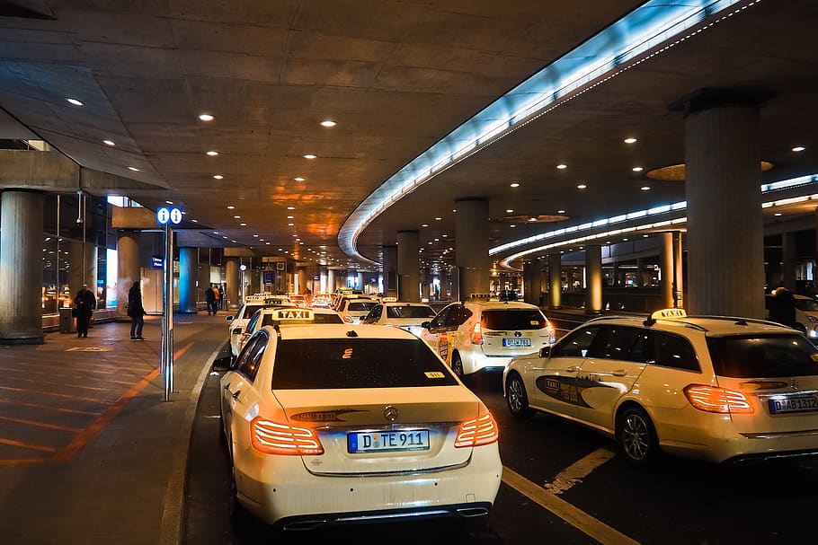 táxi, aeroporto, viagem, férias, arquitetura, terminal, construção, transporte, viajantes, tráfego, chegada