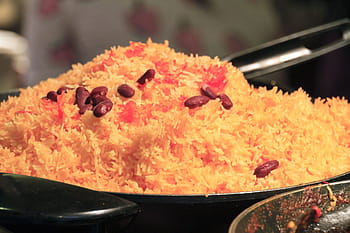 žlutá, rýže, fazole., předkrm, orientální, dusit, fazole, výživa, petržel, míchaný, wok