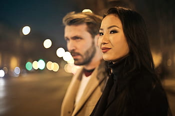giovane, coppia adulta, in attesa, strada, notte, 25-30 anni, 30-35 anni, asiatico, bellissimo, Data, luce