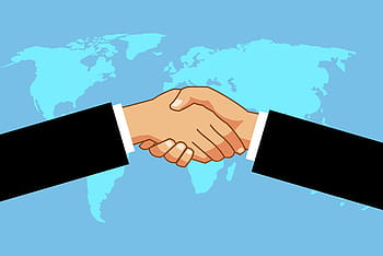 ilustrace, ruce, třepáním, dohoda, obchodní dohoda, obchod., handshake, celosvětově, podnikatelé, obchod, partnerství