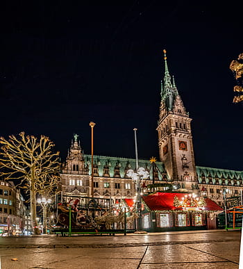 vánoční trh, Hamburg, radnice, Vánoce, světla, nálada, příchod, radniční náměstí, jungfernstieg, vánoční dekorace