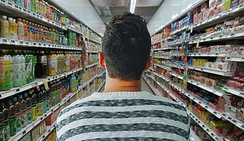 photo illustration, man shopping, modern, grocery store, grocery, store, man, shopping, market, supermarket, food