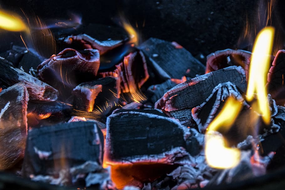 coal, fire, ash, heat, cube, smoldering, background, texture, black