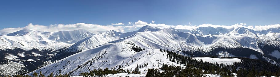 la neve, panorama, inverno, panoramico, montagna, ghiaccio, natura, paesaggio, cielo, collina, viaggio