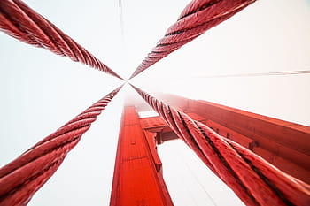 tali, emas, gerbang jembatan, san francisco, abstrak, arsitektur, jembatan, california, berawan, kabut, berkabut