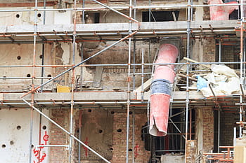 building under repair., construction, building, repairs, scaffolding, shoot, urban, exterior, structure, concrete, floors