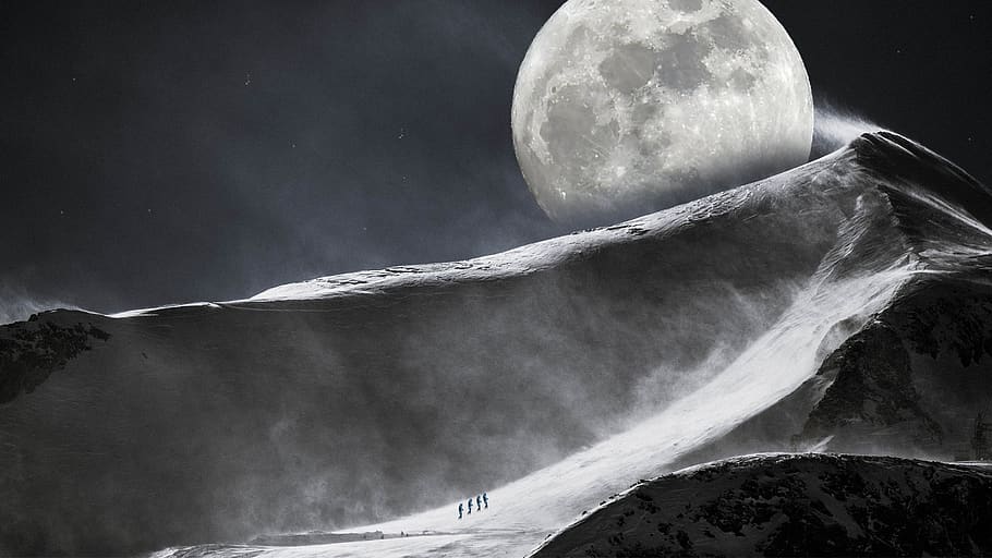 Věda, Příroda, měsíc, hora, vesmír, koule, přírodní, kosmos, galaxie, temný, planeta