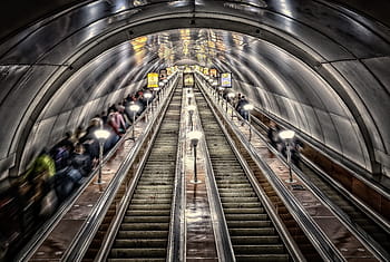 metro, Petrohrad, trubka, tunel, schody, jezdící schody, doprava, dolů, nahoru, dlouho, Rusko