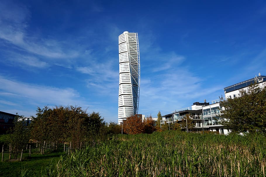 malmö, otáčení trupu, budova, architektura, trup, otáčení, mrakodrap, kroucení, ribersborg, mezník