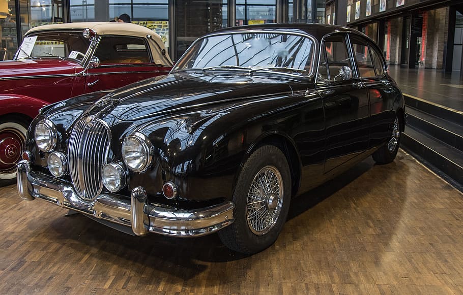 auto, jaguar, oldtimer, vehicle, transport system, show, spotlight, chrome, bumper, old, limousine
