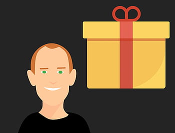 smiling, man, wrapped, gift, -, illustration., gift box, present, gift card, christmas gifts, gift icon