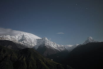 青、 編集者の選択、 山岳、 空、 雪、 星、 白