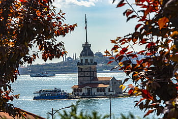 istanbul, the maiden's tower, turkey, marine, blue, sky, beach, peace, landscape, solar, boats