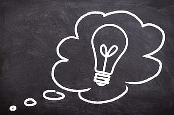 blackboard, think, education, idea, school, solution, creativity, lightbulb, learning