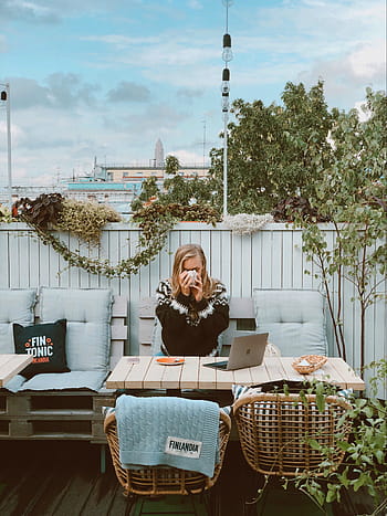 woman, sipping, tea, seat, sit, cafe, coffee, drink, food, work, office