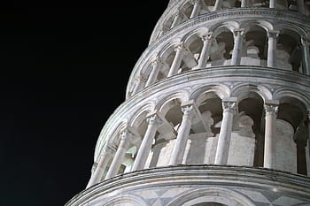 detail, leaning, tower, pisa, night