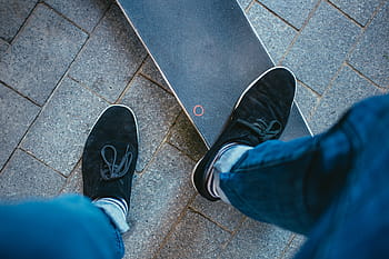 bruslař, nošení, tenisky, palubě skateboardu, dobrodružství, atletický, výzva, okraj, park, Rychlost, sport