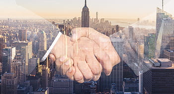 shaking hands, handshake, skyline, city, hands, welcome, agreement, contract, hand giving, negotiation, finger