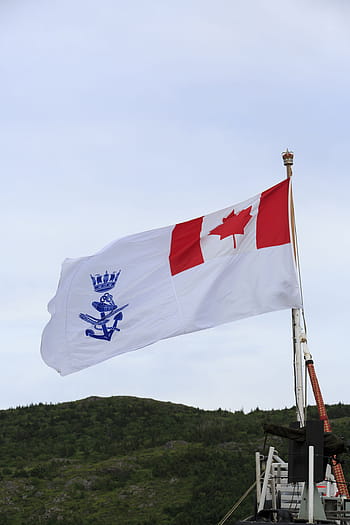 Svatý., John, newfoundland, labrador, Kanada, -, 13. července 2017. vlajka, kanadský, námořní, loď, na