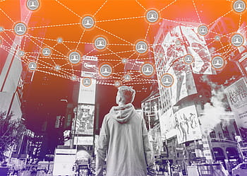 block chain network concept, cityscape, -, distributed, ledger technology, people, block, blockchain, business, chain, computer
