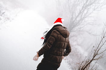 muda, wanita, menikmati, waktu natal, natal, liburan natal, dingin, desember, mode, hutan, gadis