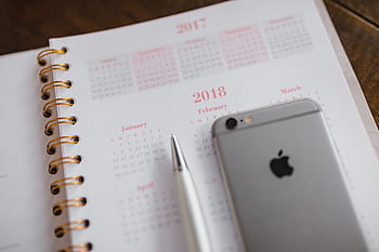 kalender merah muda, kalender, buku catatan, buku harian, catatan, meja
