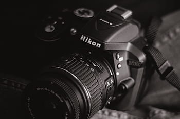 fekete, dslr, kamera, nikon, lencse, zoon, elfog, lövés, fénykép, fotós, eszköz