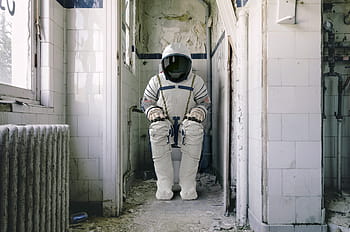 astronaut, toaleta, vesmírné cestování, záchodové prkénko, zasedání, toaletní papír, záchodová mísa, zácpa, kosmos, kosmonaut, oblek