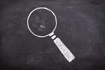 board, chalk, magnifying glass, symbol, research, school, education, science, think, brainstorm, idea