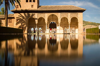 granada, alhambra, the partal, monuments, spain, andalusia, architecture, water, pond, tourism, landscape