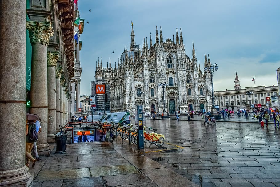 Itálie, milano, duomo náměstí, architektura, kostel, design, starý, město, historicky, gotický, náboženství