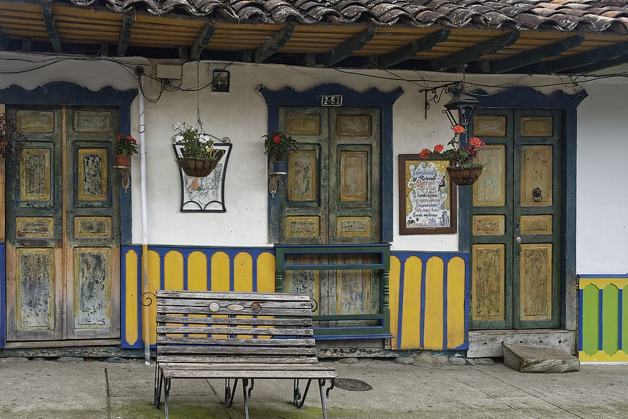 Kolumbie, Salento, budova, architektura, koloniální styl, historicky