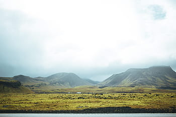 meadows, summer iceland, cloudy, day, cloud, farm, green, highway, iceland, land, landscape