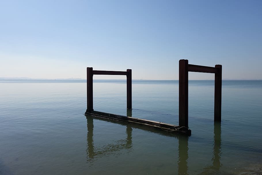 moře, abstraktní, statický, umlčet, čekání, v bezvědomí, scenérie, stop, horizontální