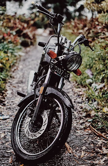 vintage, motorbike, black, retro, park, path, road, transport, adventure, classic, vehicle