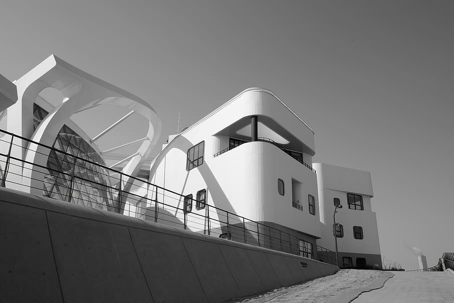 Soul, budova, Korea, město, nebe, kultura, mono, botanický, centrum