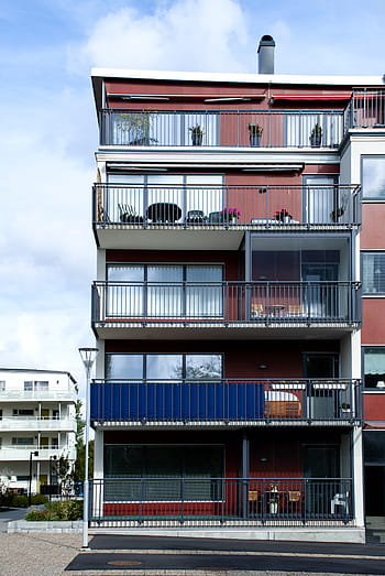 balkón, budova, architektura, Dům, balkony, vnější, fasády, byt, okno, bydlení, domovů