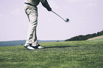 golf, sport, hra, lidé, sama, hraní, muž, trávník, zelená, tráva, pole