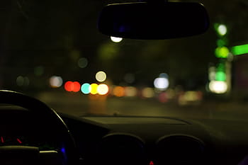 auto, vozidlo, přeprava, silnice, temný, noc, bokeh, světlo