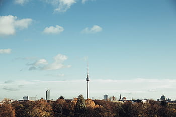 panoramisch, uitzicht, Fernsehturm-televisietoren, centraal, berlijn, Duitsland, architectuur, hoofdstad, stadsgezicht, Europa, weide
