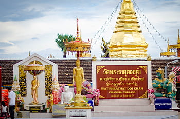 jeden, oblíbený, chrám, Chiang, mai, Thajsko, náboženství, cestovat, architektura, kultura, starověké