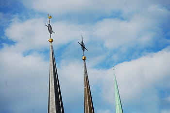 Lucembursko, architektura, nebe, mraky, bodů