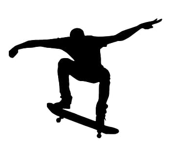 skateboardista, ve vzduchu, -, silueta., skateboard, skateboarding, silueta, sport, plná délka, skákání, muž