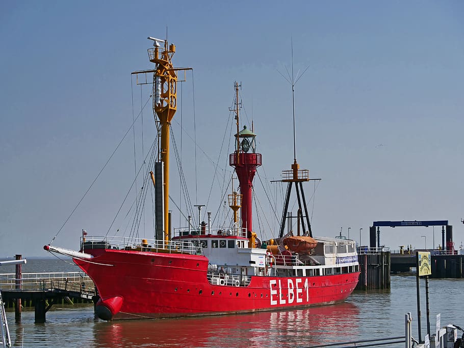 lightship, elbe1, historically, museum ship, cuxhaven, elbe, mouth of the elbe river, north sea, shipping, shipping lane, seaport