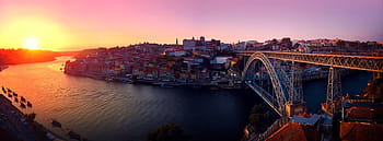 porto, -, portugal, old, town, sunset, douro river, luis i bridge, ribeira, port wine cellars, unesco world heritage site