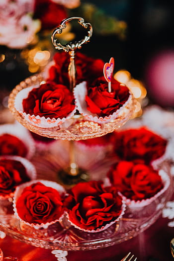decoraciones de mesa, y, flores, san valentín, mesa, amor, romántico, juntos, romance, vajilla, comida