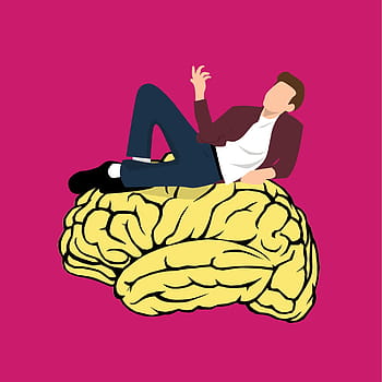 man, perched, illustration, human, brain, thinking., mindset, idea, think, laying, brain icon