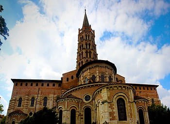 vnější, bazilika, saint sernin, -, toulouse, -Francie, starověké, architektura, víra, budova, katedrála