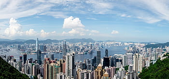 Hongkong, přístav victoria, panoráma, hong, kong, město, victoria, přístav, scéna, cestovní ruch, budova