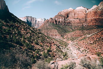 curvy, route 66, grand, surrounded, peaks, Blue, Canyon, Desert, Direction, way, Highway